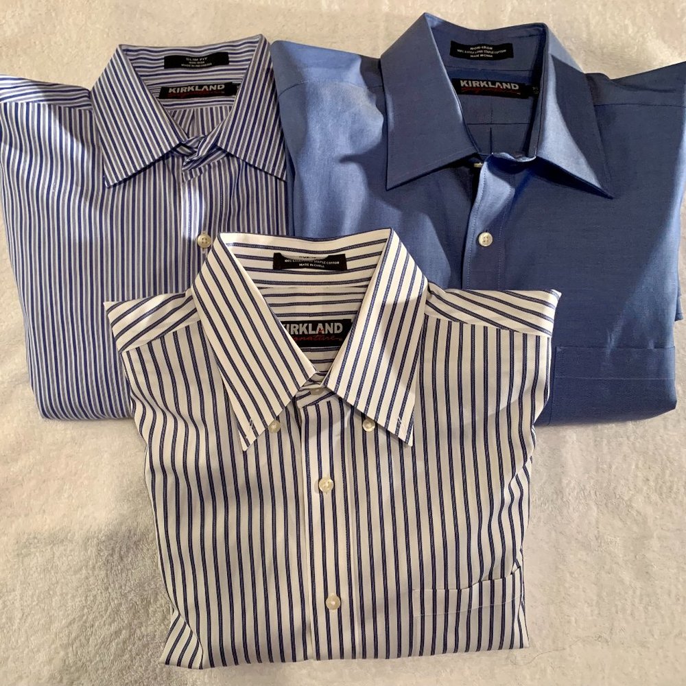 Kirkland Shirts Size 16-35...Button Front...Lot Of 3